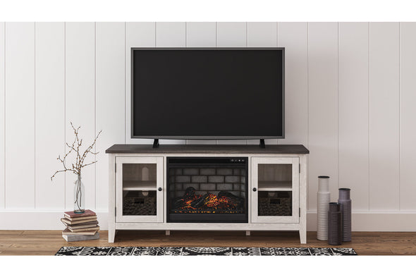 Dorrinson Two-tone 60" TV Stand with Electric Fireplace