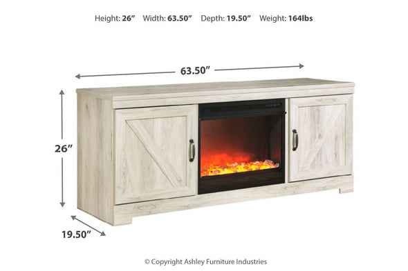Bellaby Whitewash 63" TV Stand with Fireplace