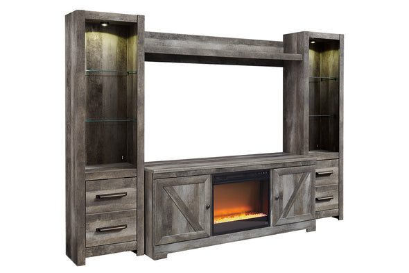 Wynnlow Gray 4-Piece Entertainment Center with Electric Fireplace