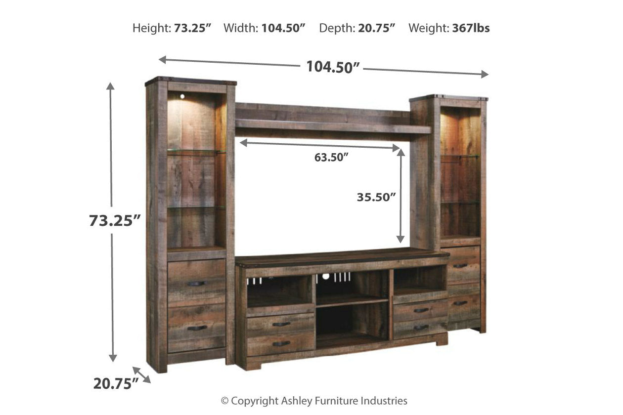 Trinell Brown 4-Piece Entertainment Center from Ashley - Luna Furniture