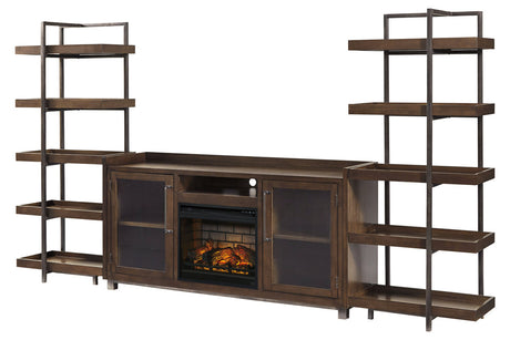 Starmore Brown/Gunmetal 3-Piece Wall Unit with Electric Fireplace
