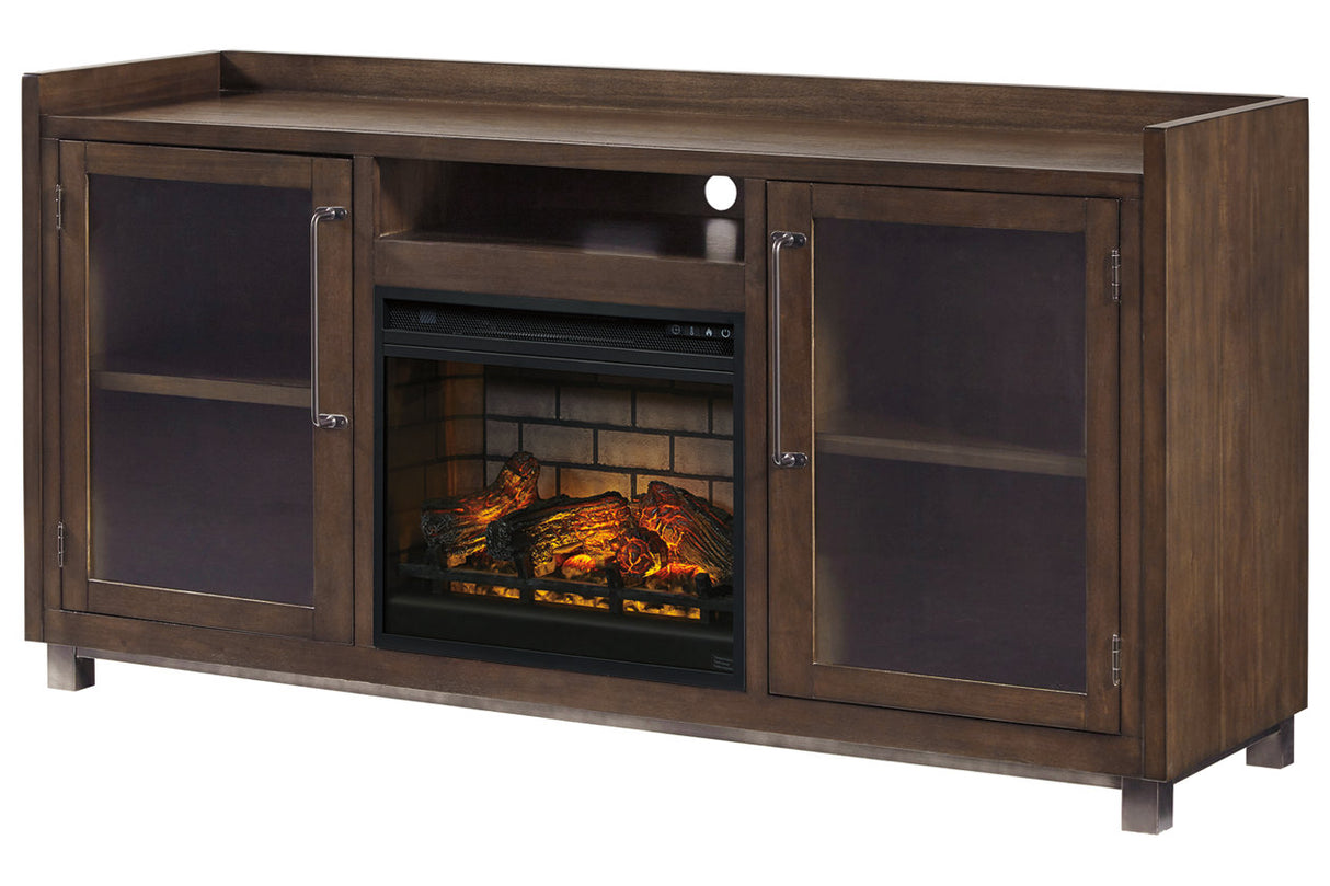 Starmore Brown/Gunmetal 3-Piece Wall Unit with Electric Fireplace