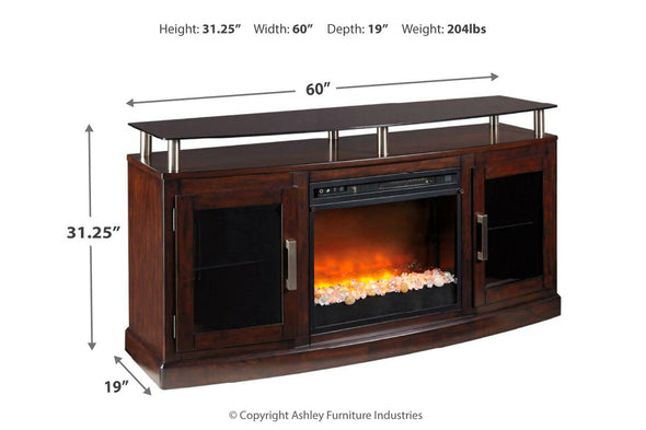 Chanceen Dark Brown 60" TV Stand with Electric Fireplace