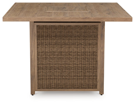 Walton Bridge Driftwood Outdoor Bar Table with Fire Pit from Ashley - Luna Furniture