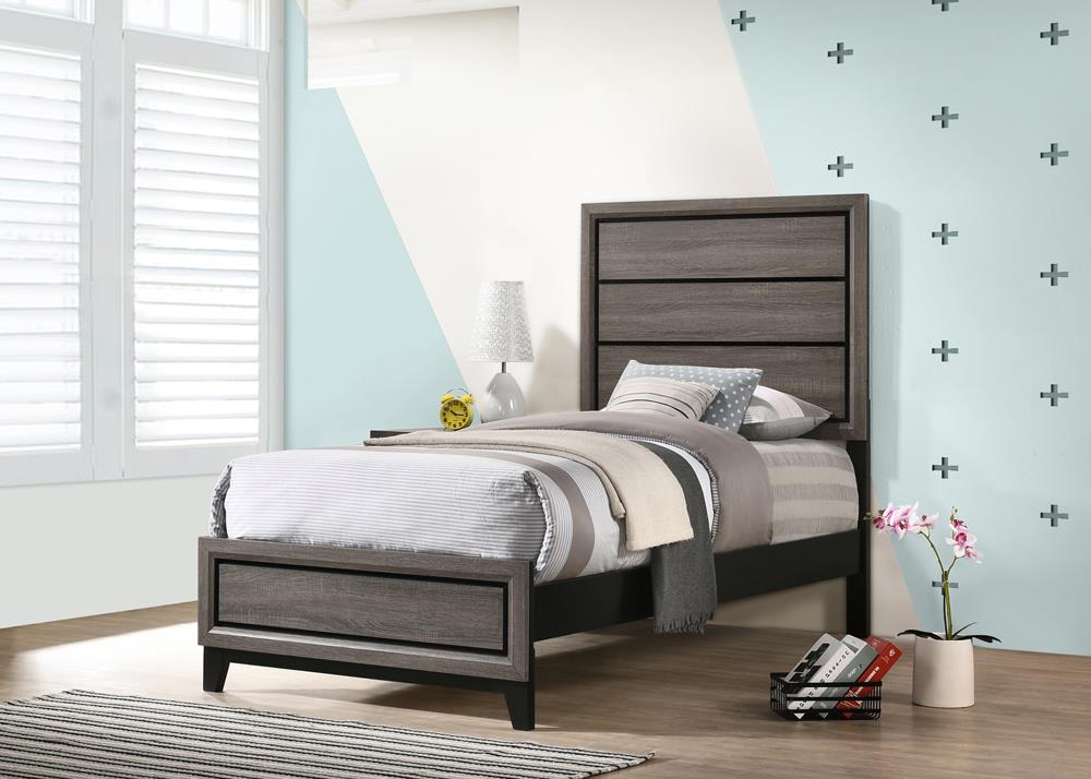 Watson Gray Oak Twin Panel Bed from Coaster - Luna Furniture
