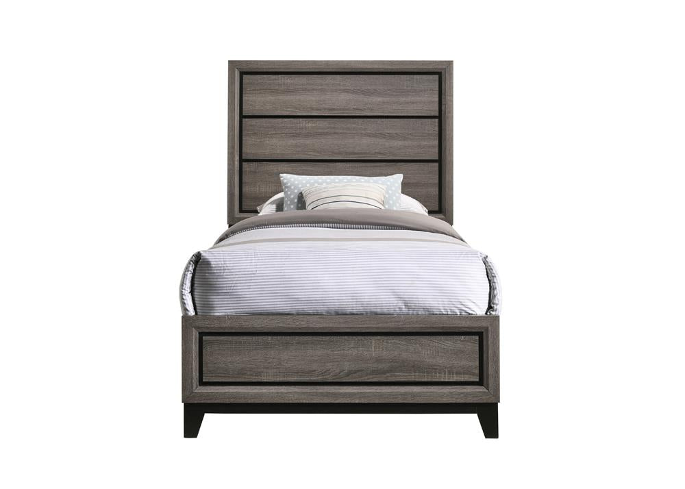 Watson Gray Oak Twin Panel Bed from Coaster - Luna Furniture