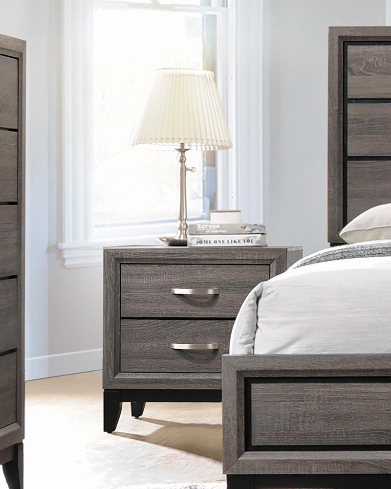 Watson Gray Oak and Black 2-Drawer Nightstand from Coaster - Luna Furniture