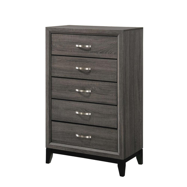 Watson Gray Oak and Black 5-Drawer Chest