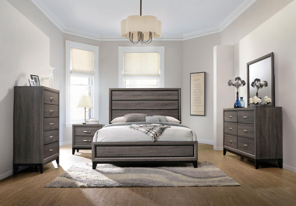 Watson Gray Oak and Black 5-Piece California King Panel Bedroom Set from Coaster - Luna Furniture