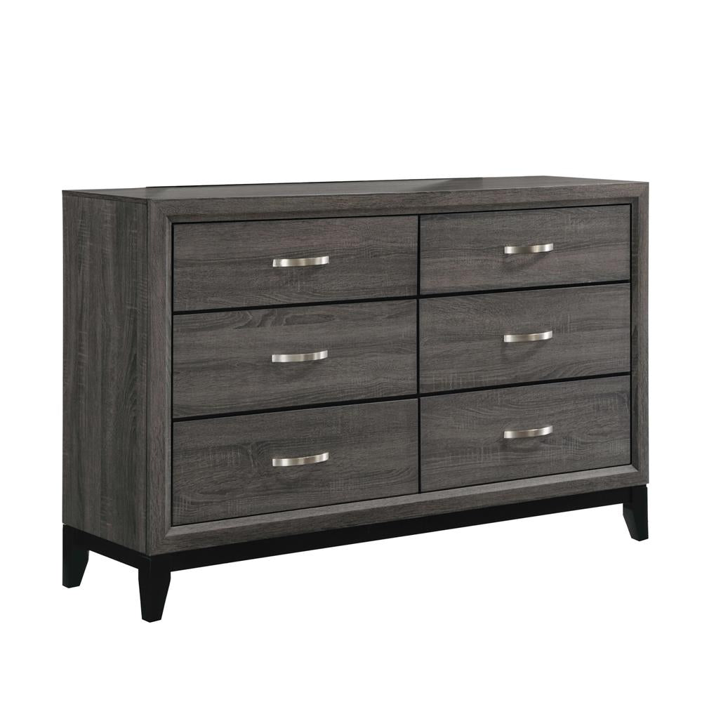 Watson Gray Oak and Black 6-Drawer Dresser from Coaster - Luna Furniture