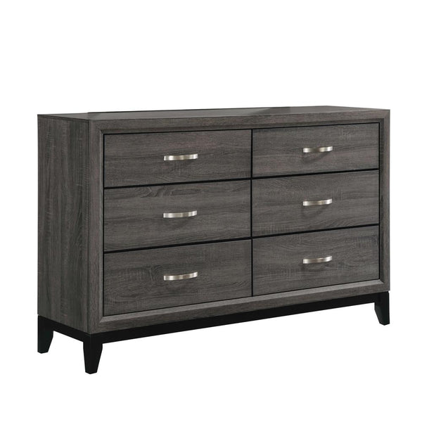Watson Gray Oak and Black 6-Drawer Dresser