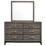 Watson Gray Oak and Black 6-Drawer Dresser with Mirror from Coaster - Luna Furniture