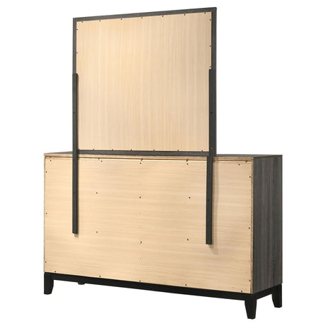 Watson Gray Oak and Black 6-Drawer Dresser with Mirror from Coaster - Luna Furniture