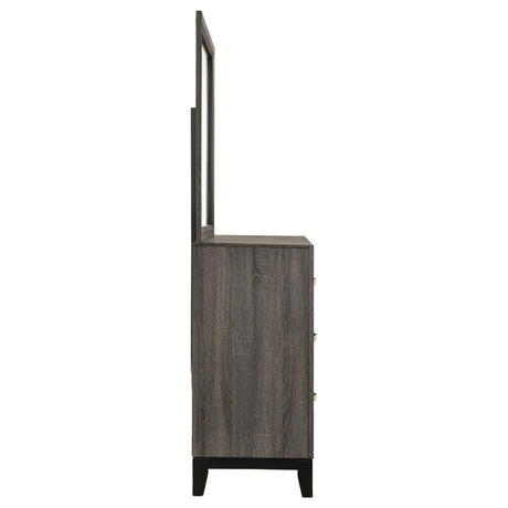 Watson Gray Oak and Black 6-Drawer Dresser with Mirror from Coaster - Luna Furniture