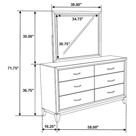 Watson Gray Oak and Black 6-Drawer Dresser with Mirror from Coaster - Luna Furniture