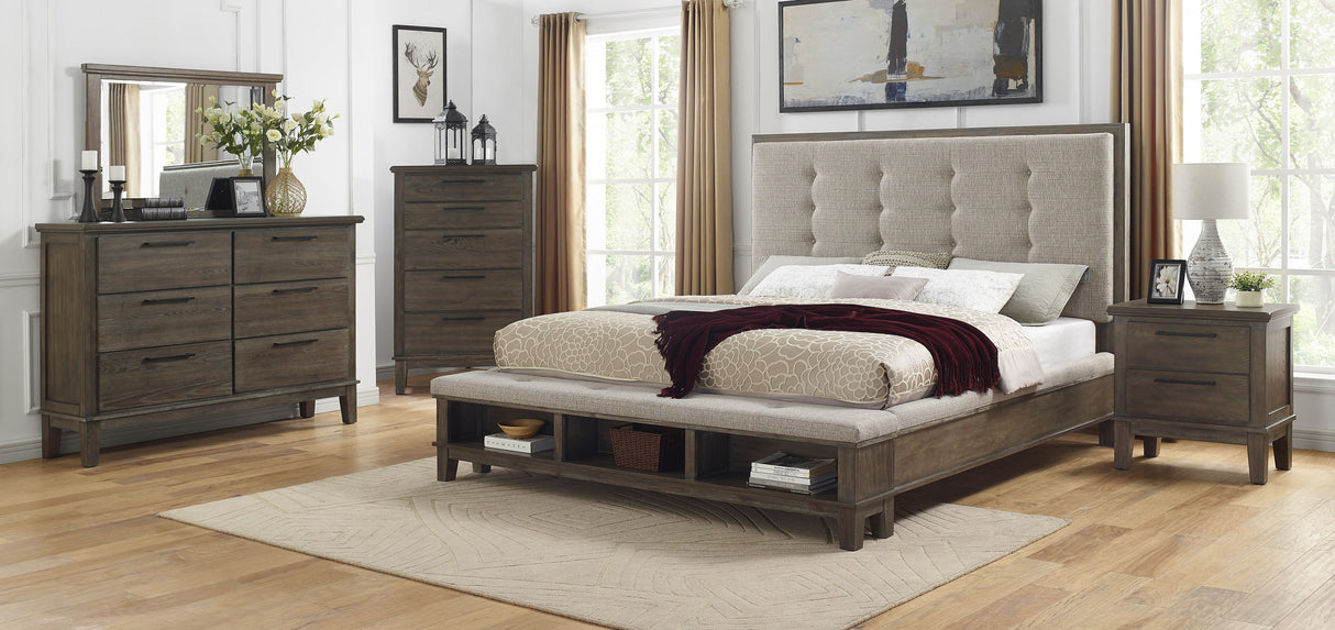 Watson Gray Queen Upholstered Storage Panel Bed from Homelegance - Luna Furniture