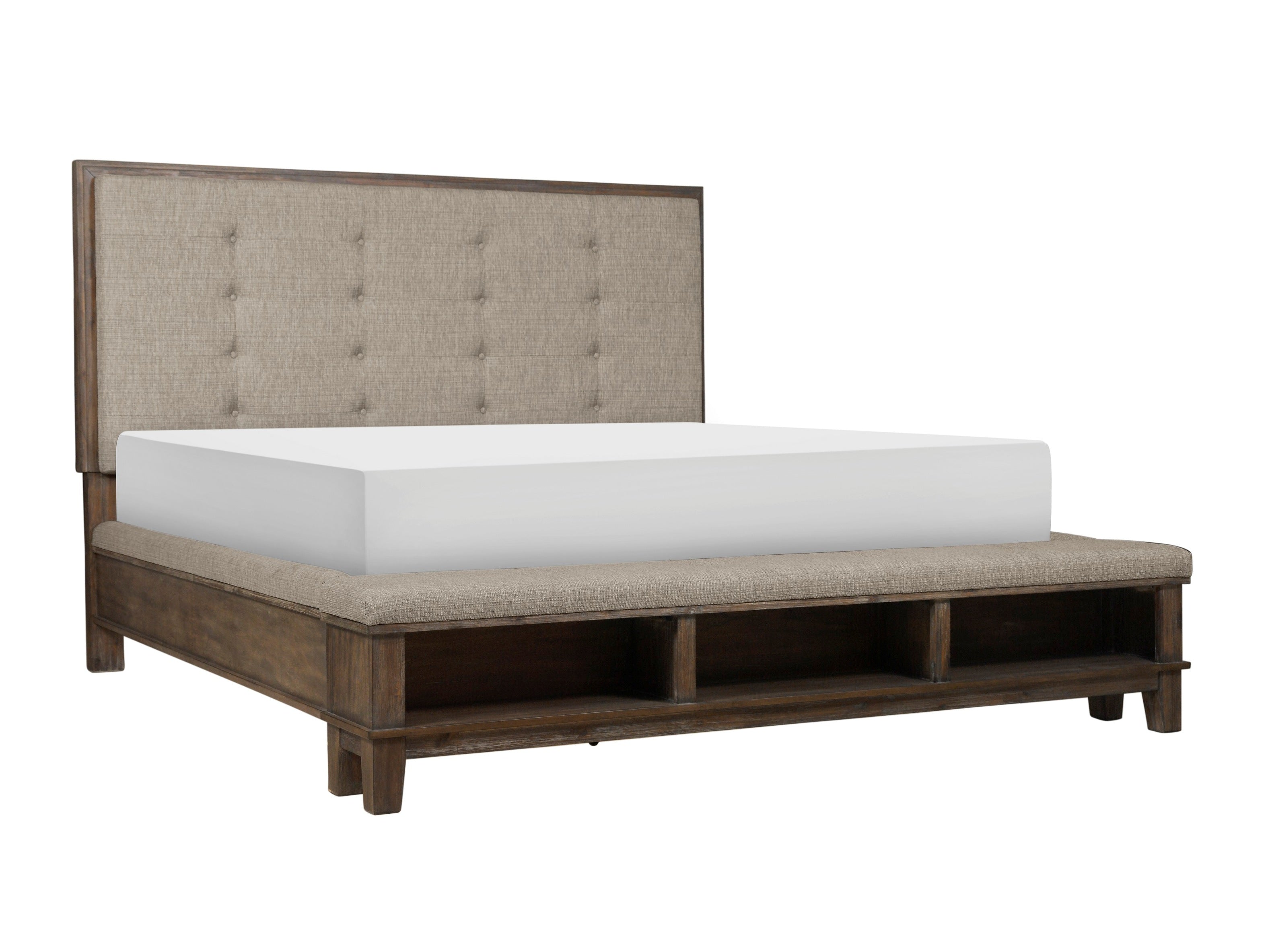 Watson Gray Queen Upholstered Storage Panel Bed - Luna Furniture