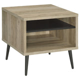 Welsh Antique Pine and Gray Square Engineered Wood End Table with Shelf from Coaster - Luna Furniture
