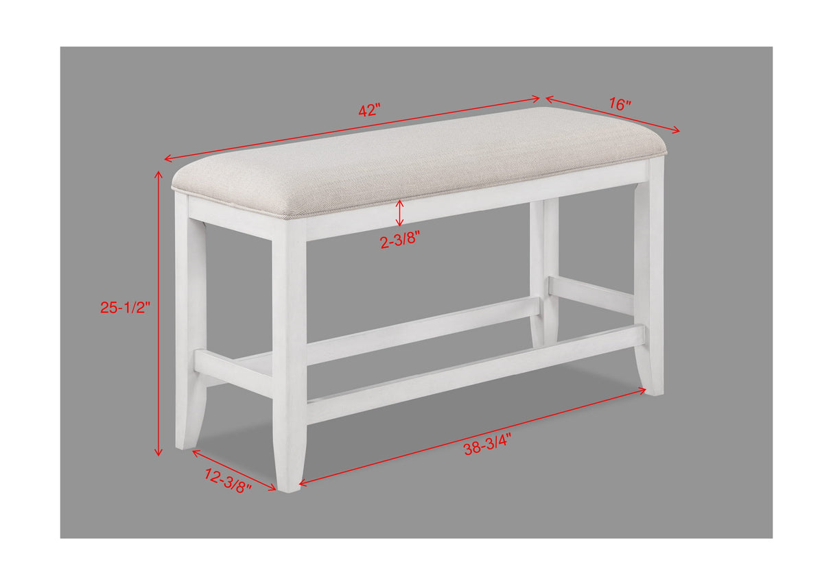 Wendy White Counter Height Dining Bench from Crown Mark - Luna Furniture