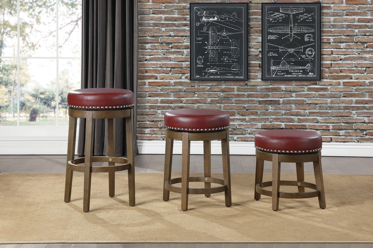 Westby Red/Brown Round Swivel Stool, Red, Set of 2 from Homelegance - Luna Furniture