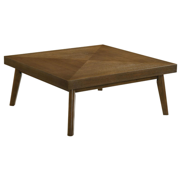 Westerly Walnut Square Wood Coffee Table with Diamond Parquet