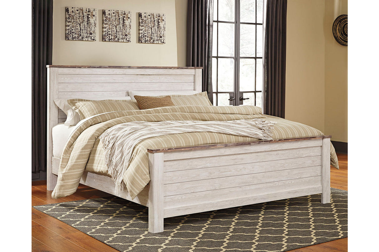 Willowton Whitewash King Panel Bed from Ashley - Luna Furniture