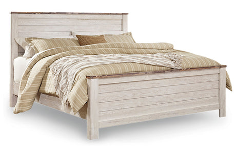 Willowton Whitewash King Panel Bed from Ashley - Luna Furniture
