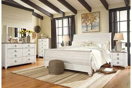 Willowton Whitewash King Sleigh Bed from Ashley - Luna Furniture