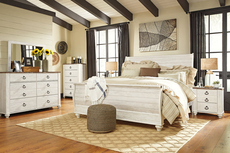 Willowton Whitewash King Sleigh Bed from Ashley - Luna Furniture