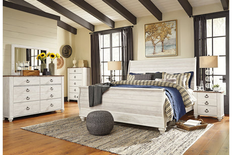 Willowton Whitewash King Sleigh Bed from Ashley - Luna Furniture
