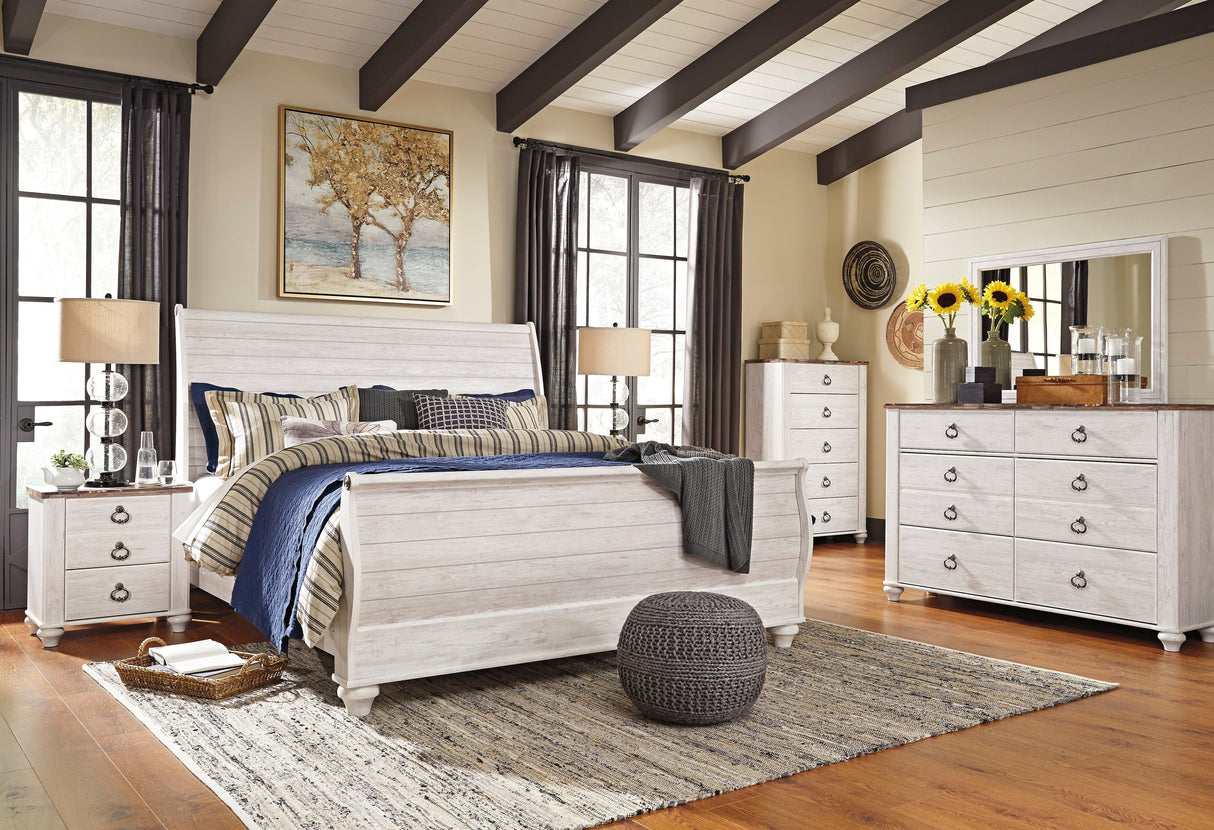 Willowton Whitewash Sleigh Bedroom Set from Ashley - Luna Furniture