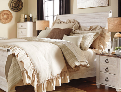 Willowton Whitewash Sleigh Bedroom Set from Ashley - Luna Furniture
