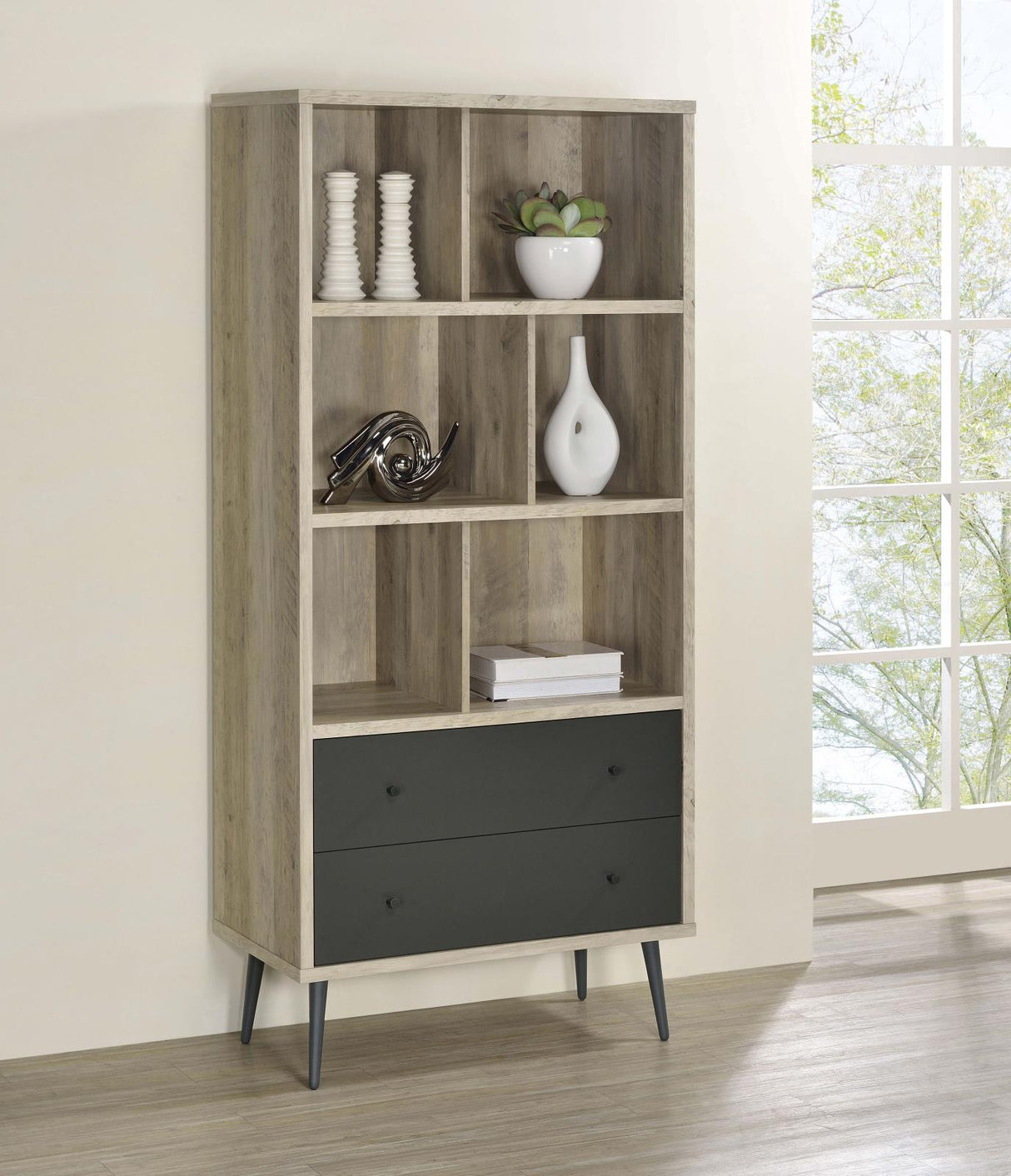 Winifred Antique Pine 3-Shelf Engineered Wood Bookcase with Drawers from Coaster - Luna Furniture