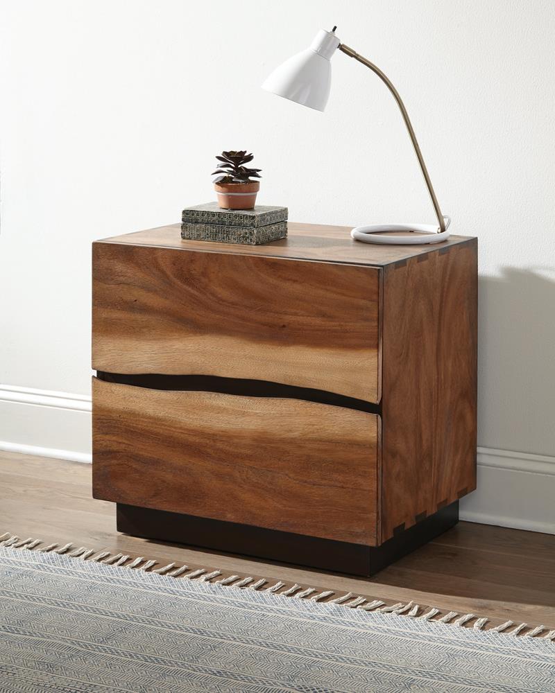 Winslow Smokey Walnut and Coffee Bean 2-Drawer Nightstand from Coaster - Luna Furniture