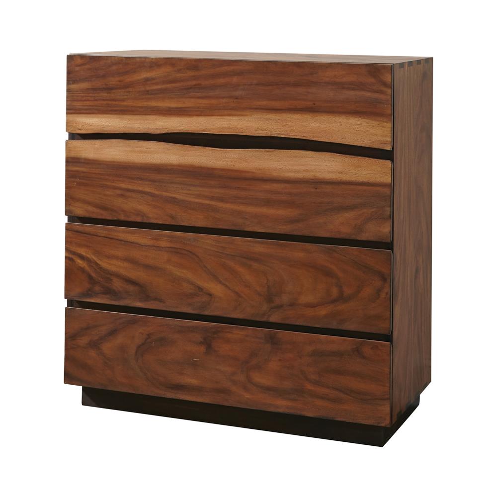 Winslow Smokey Walnut and Coffee Bean 4-Drawer Chest from Coaster - Luna Furniture