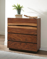Winslow Smokey Walnut and Coffee Bean 4-Drawer Chest from Coaster - Luna Furniture