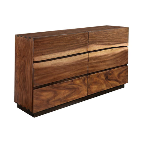 Winslow Smokey Walnut and Coffee Bean 6-Drawer Dresser from Coaster - Luna Furniture