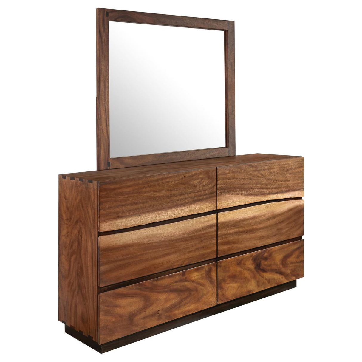 Winslow Smokey Walnut and Coffee Bean 6-Drawer Dresser with Mirror from Coaster - Luna Furniture