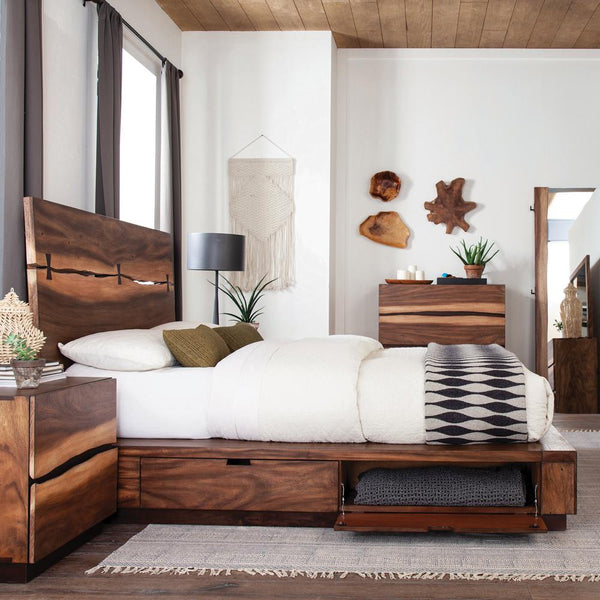 Winslow Smokey Walnut and Coffee Bean Storage Eastern King Bed