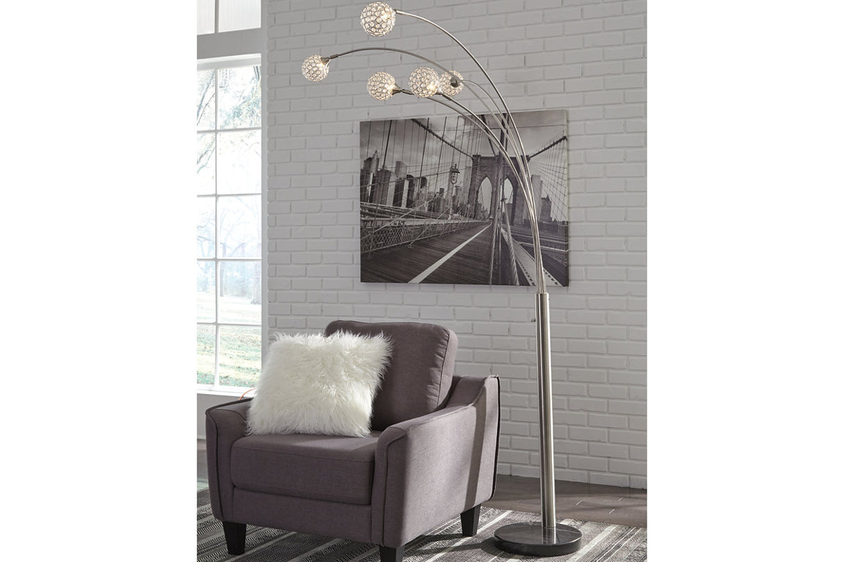 Winter Silver Finish Arc Lamp from Ashley - Luna Furniture