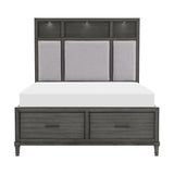 Wittenberry Gray Upholstered Bookcase Storage Platform Bedroom Set from Homelegance - Luna Furniture