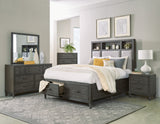 Wittenberry Gray Upholstered Bookcase Storage Platform Bedroom Set from Homelegance - Luna Furniture