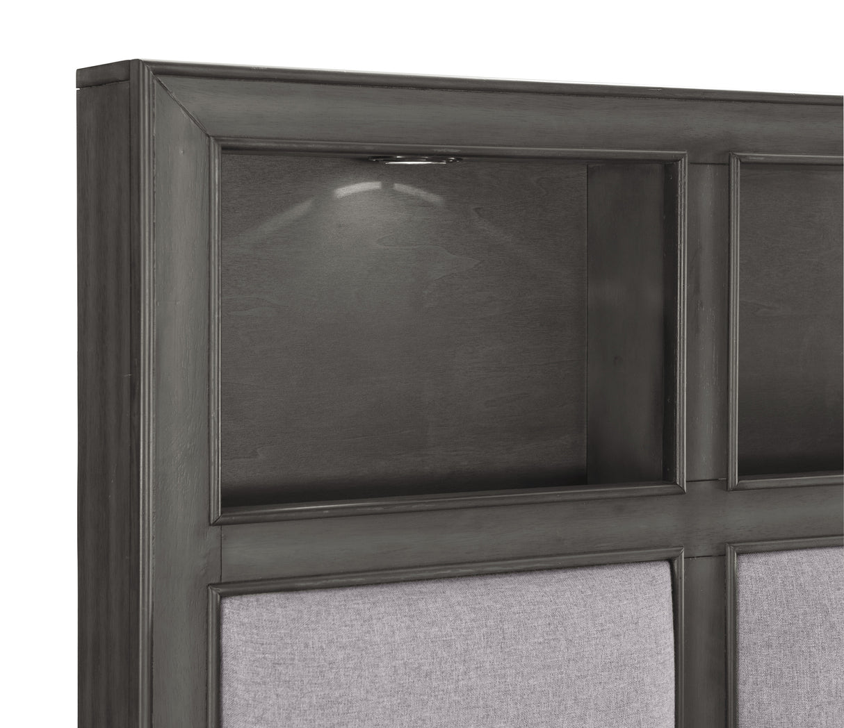 Wittenberry Gray Upholstered Bookcase Storage Platform Bedroom Set from Homelegance - Luna Furniture