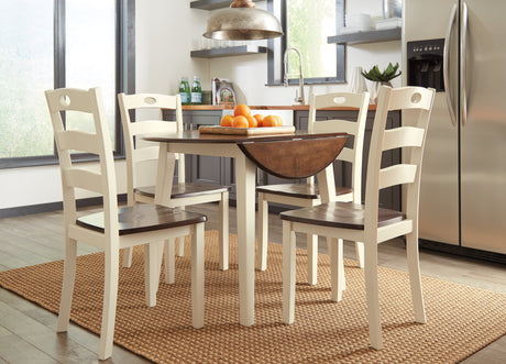Woodanville Cream/Brown 5-Piece Drop Leaf Dining Set from Ashley - Luna Furniture