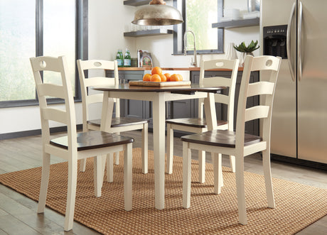 Woodanville Cream/Brown 5-Piece Drop Leaf Dining Set from Ashley - Luna Furniture