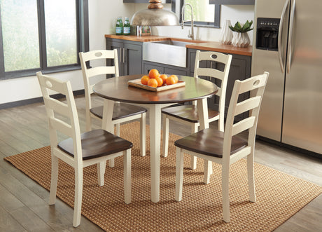 Woodanville Cream/Brown 5-Piece Drop Leaf Dining Set from Ashley - Luna Furniture