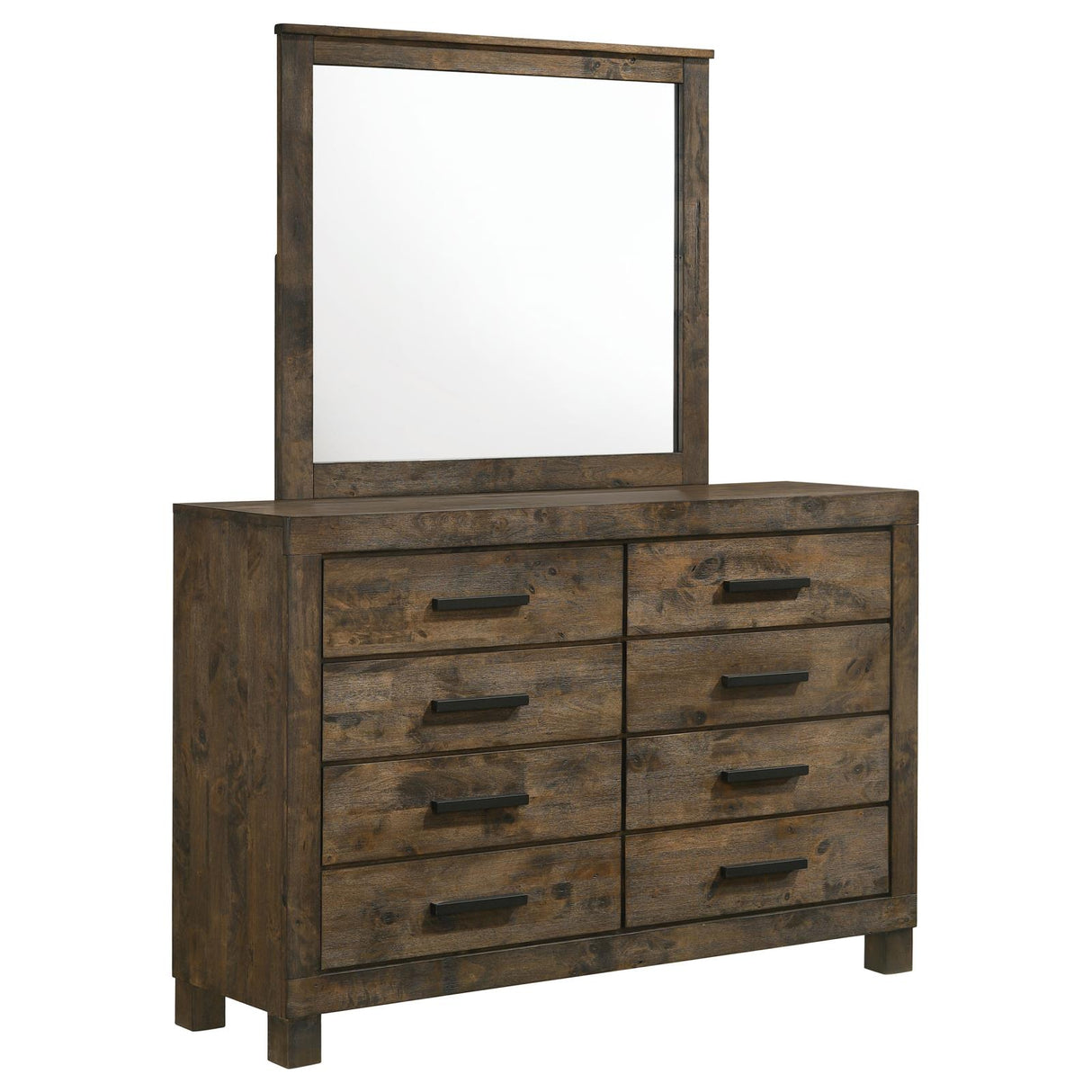 Woodmont Rustic Golden Brown 8-Drawer Dresser with Mirror from Coaster - Luna Furniture