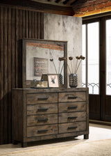 Woodmont Rustic Golden Brown 8-Drawer Dresser with Mirror from Coaster - Luna Furniture