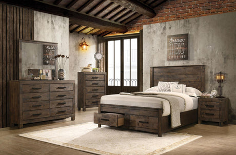 Woodmont Rustic Golden Brown 8-Drawer Dresser with Mirror from Coaster - Luna Furniture
