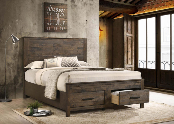 Woodmont Rustic Golden Brown California King Storage Bed